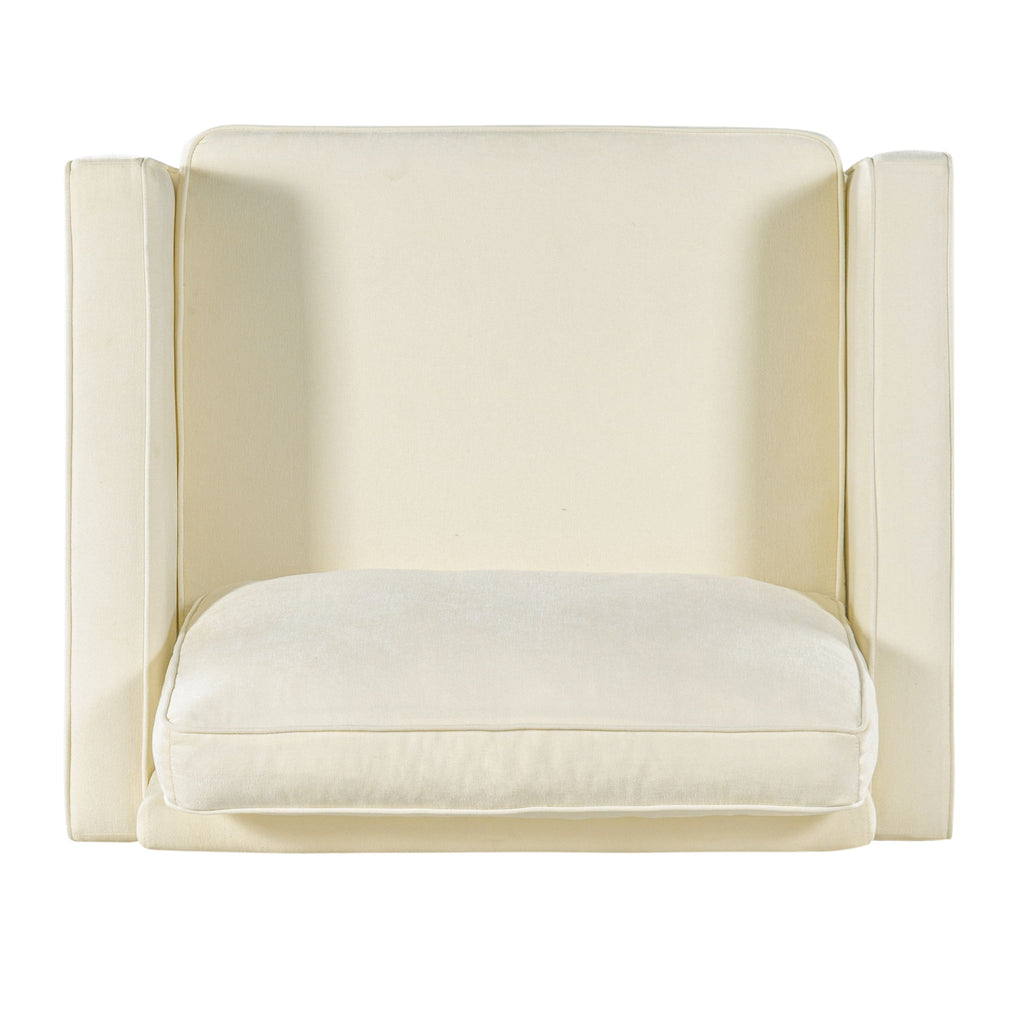 Accent Chair Upholstered Single Sofa With Square Arms, Sewn Pillow Back For Living Room