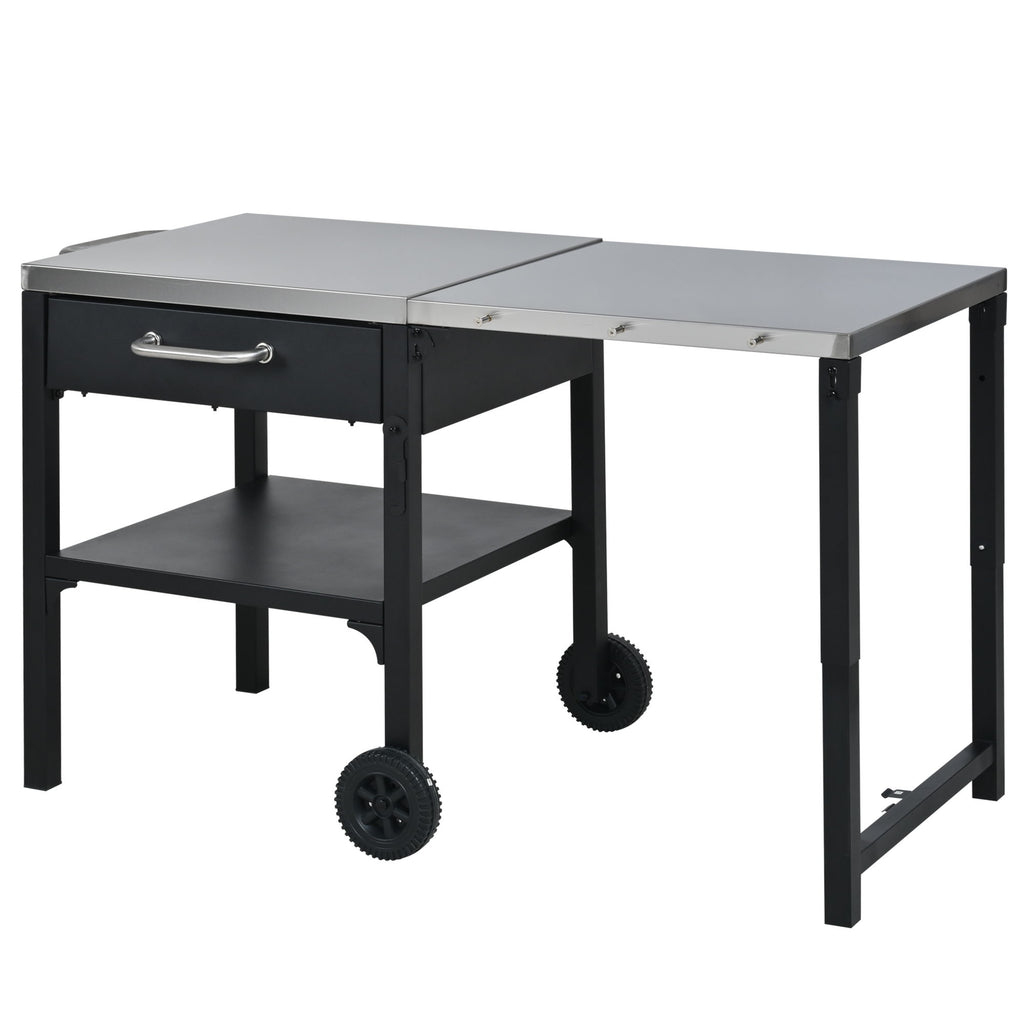 Foldable Outdoor Kitchen Cart With Storage For Patio