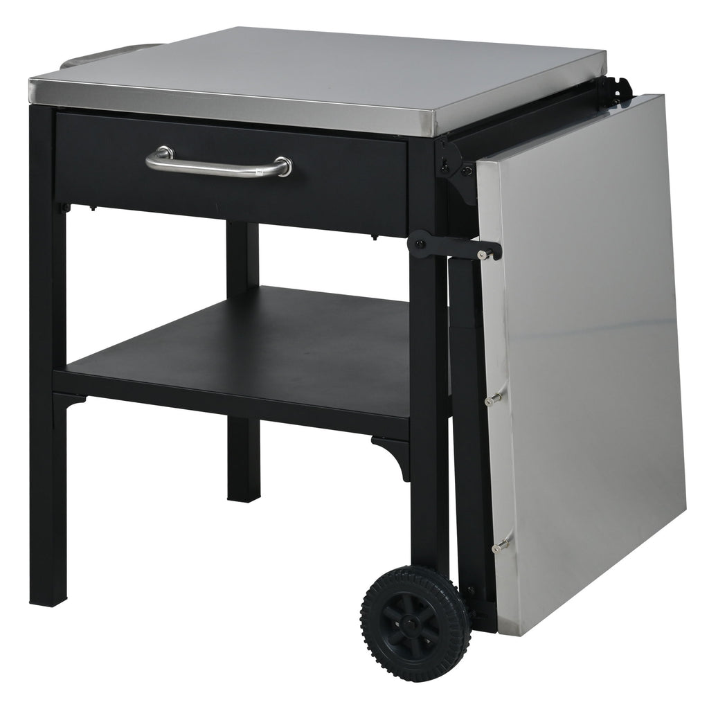 Foldable Outdoor Kitchen Cart With Storage For Patio
