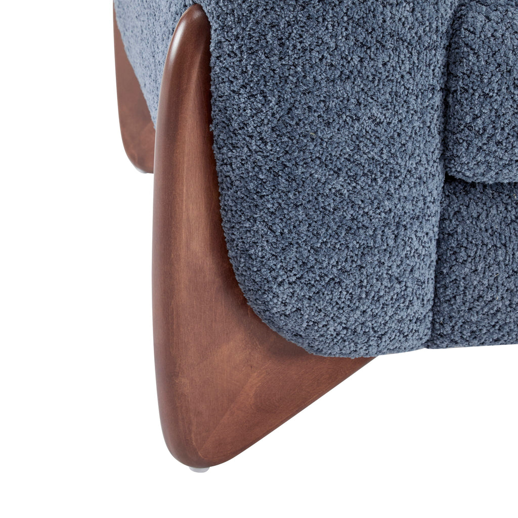 Contemporary Boucle Sherpa Sofa With Birch Wood Legs