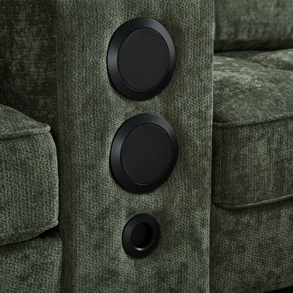 Modern Sectional Sofa U-Shaped With Movable Ottomans, tooth Speakers, LED Lights And Modular Storage