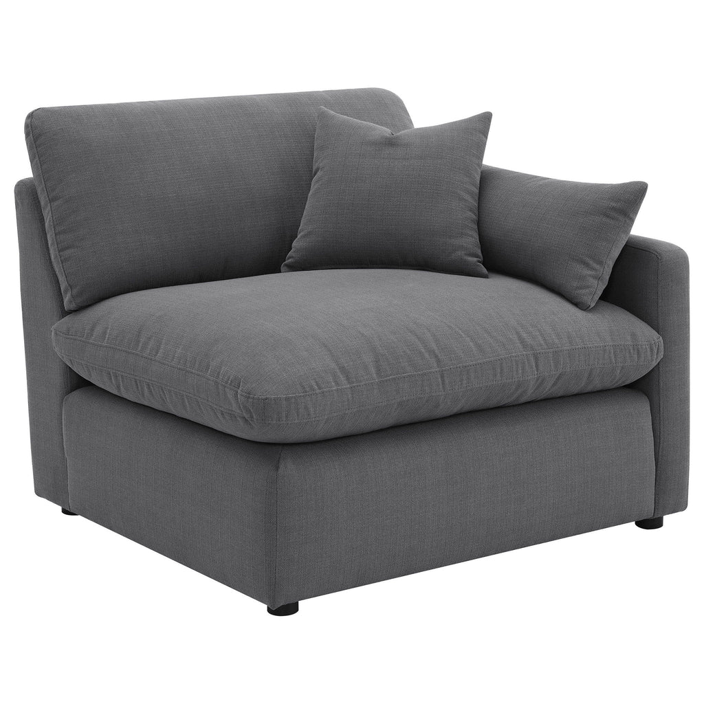 6 Piece Upholstered Modular Sectional Sofa With Reversible Cushions And Ottoman - Charcoal