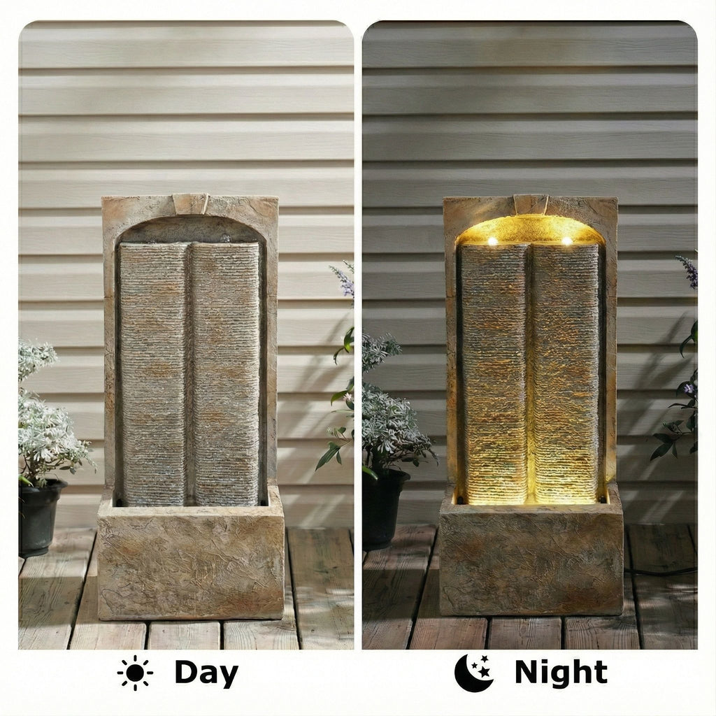 Modern Outdoor Water Fountain With LED Lights