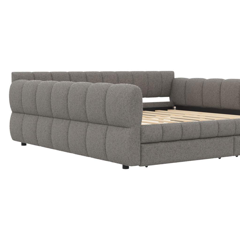 Upholstered Platform Bed With USB Charging And 2 Storage Drawers