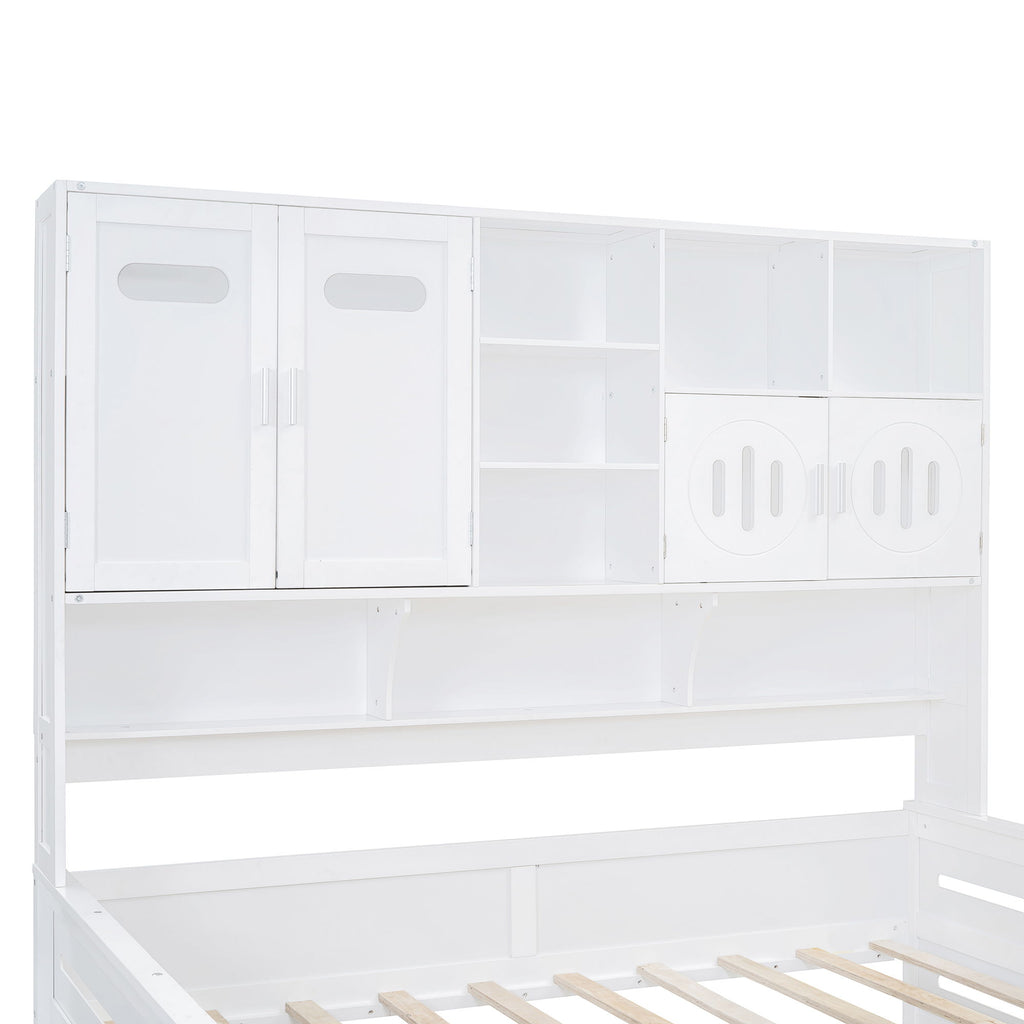 Daybed With All-In-One Cabinet And Shelf