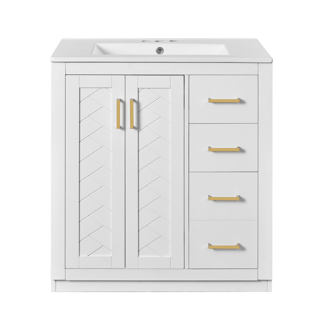 Bathroom Vanity With Sink, Storage Cabinet, Freestanding Set With 3 Drawers & Soft Closing Doors