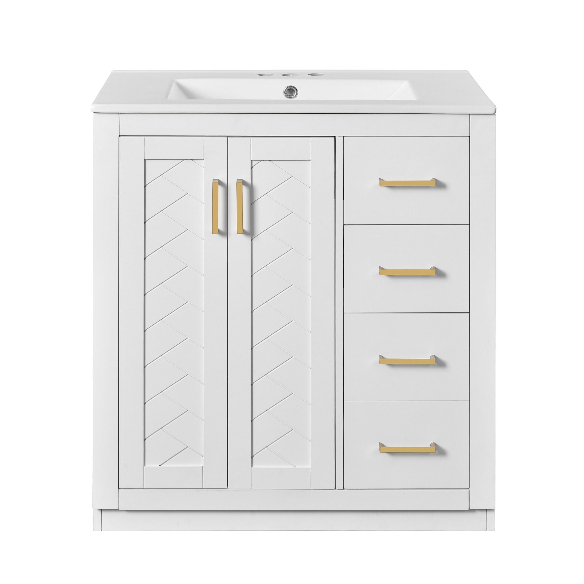 Bathroom Vanity With Sink, Storage Cabinet, Freestanding Set With 3 Drawers & Soft Closing Doors