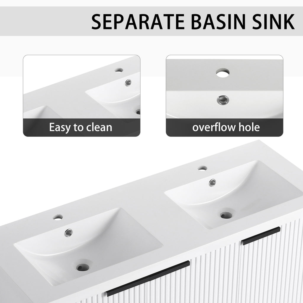 Contemporary Wall Mounted Bathroom Vanity With Resin Double Sink