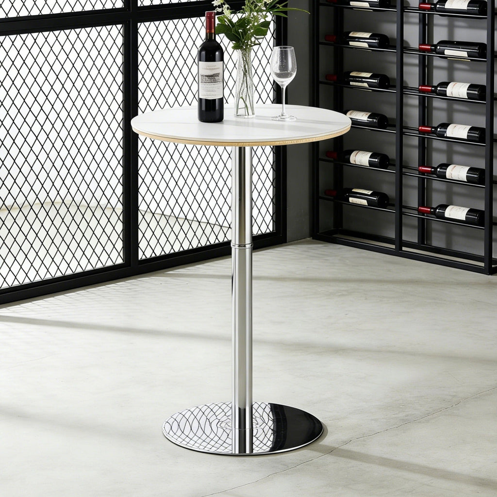 Circular Bar Table - White / Silver