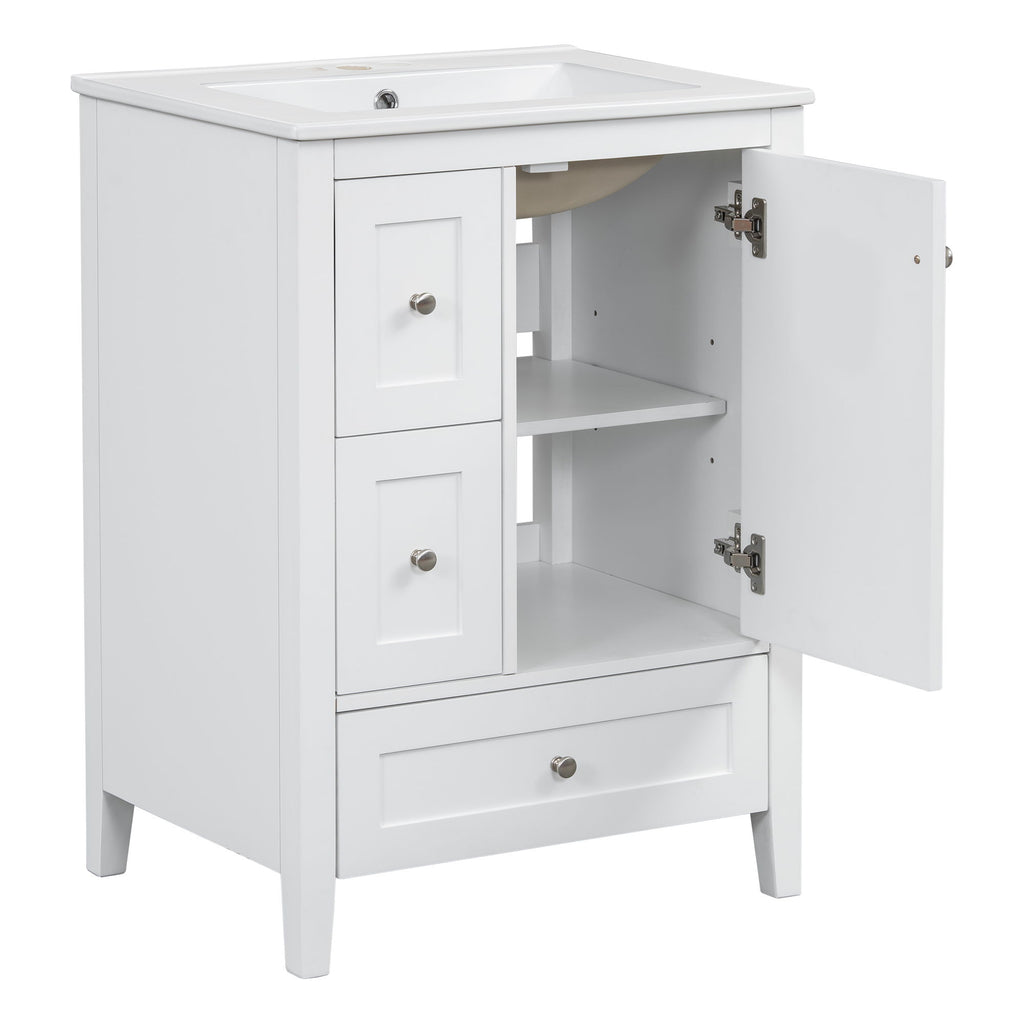 Modern Bathroom Vanity With Storage, Adjustable Shelf