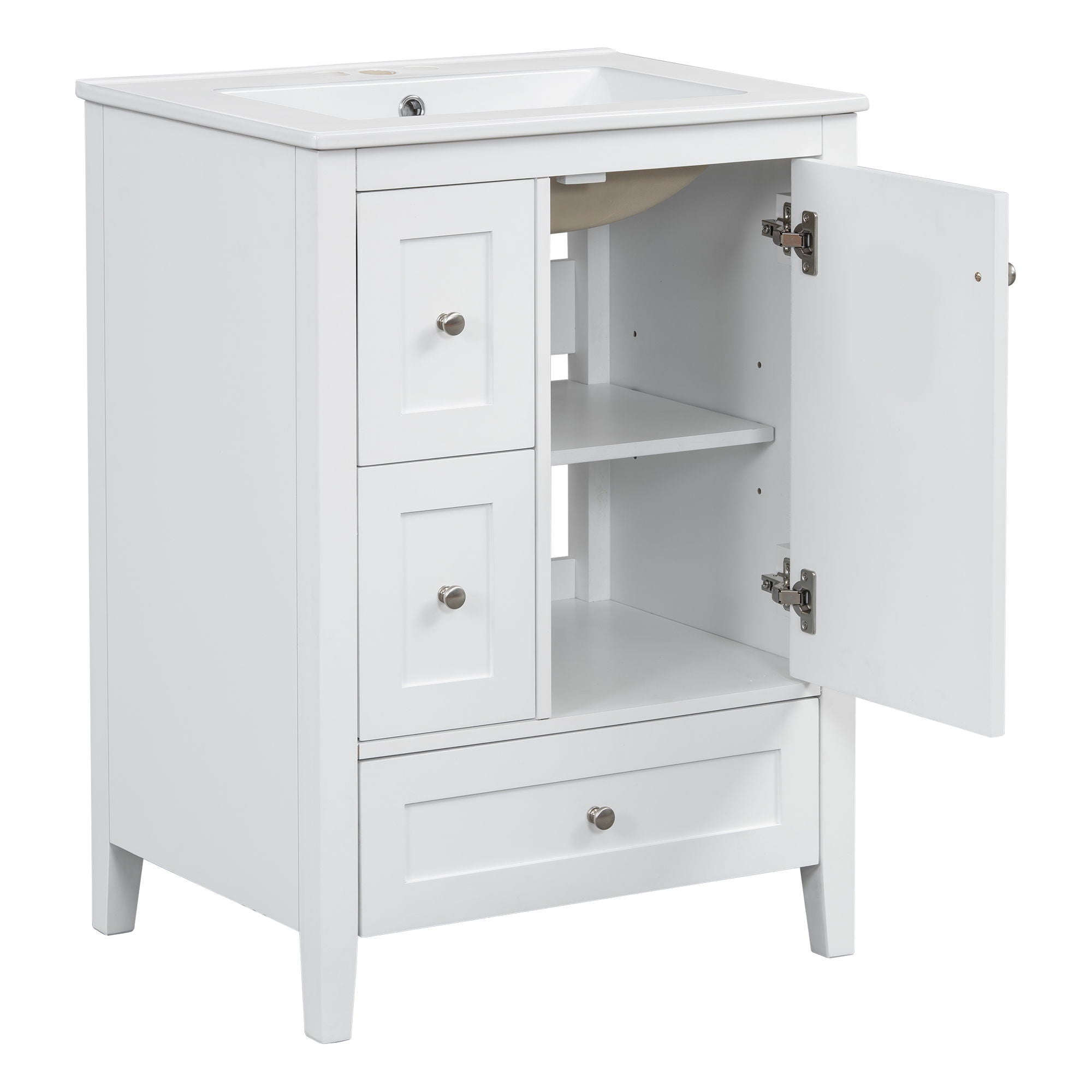 Modern Bathroom Vanity With Storage, Adjustable Shelf