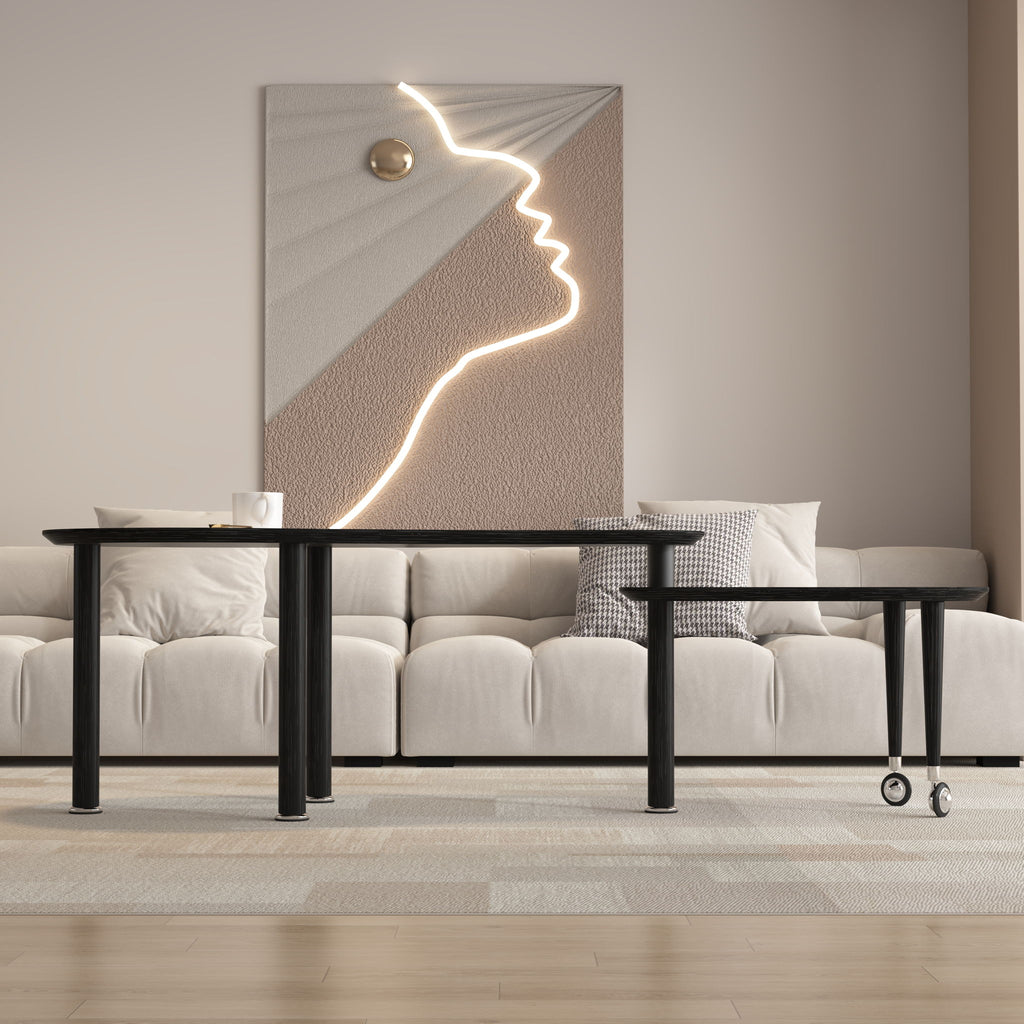 Rotatable Cocktail Table With Solid Legs, 360 Degree Rotating