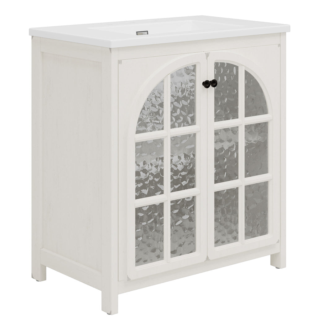 Vintage Farmhouse Bathroom Vanity With Ceramic Sink