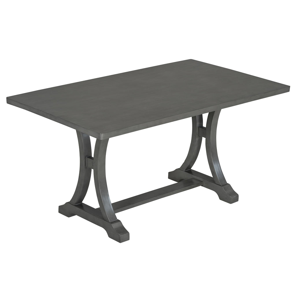 Dining Table Set With 4 Upholstered Chairs And Bench
