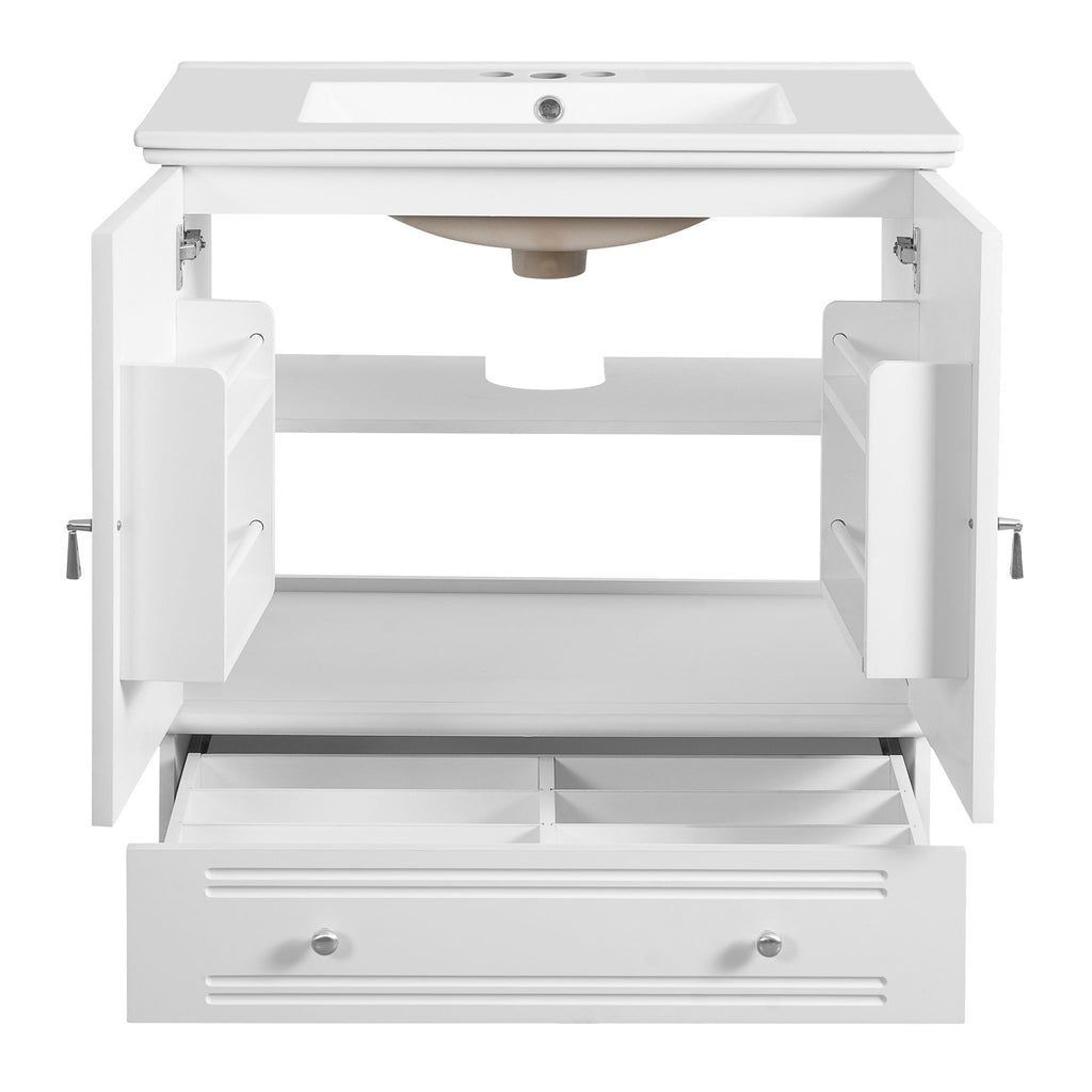 Bathroom Vanity With Sink, Cabinet With Adjustable Shelf And Drawer Divider