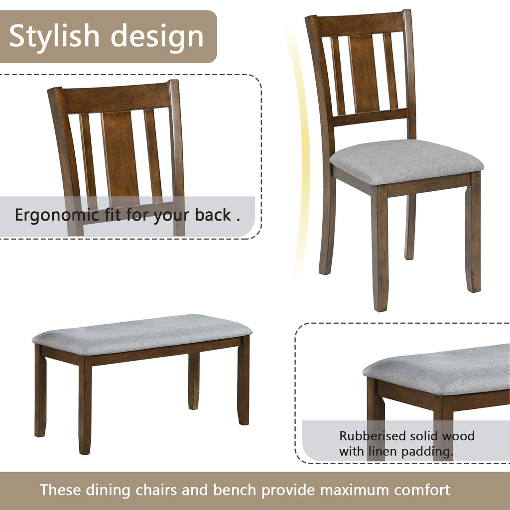 Kitchen Dining Set, Rectangular Dining Table With Upholstered Chairs