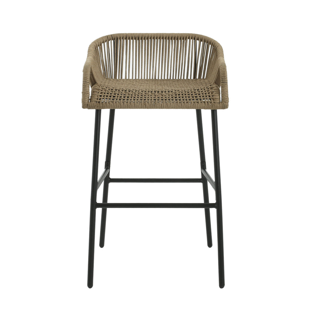 La Push - Outdoor Rope Barstool (Set of 2) - Black / Brown