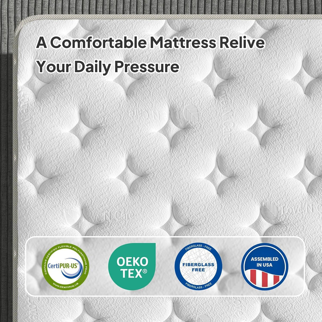 Snooze Mattress Company Harmony - 12" Euro Top Firm Hybrid Mattress With Independently Encased Coils & Gel Memory Foam
