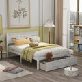 Full Size Platform Bed With Under Bed Drawers - White
