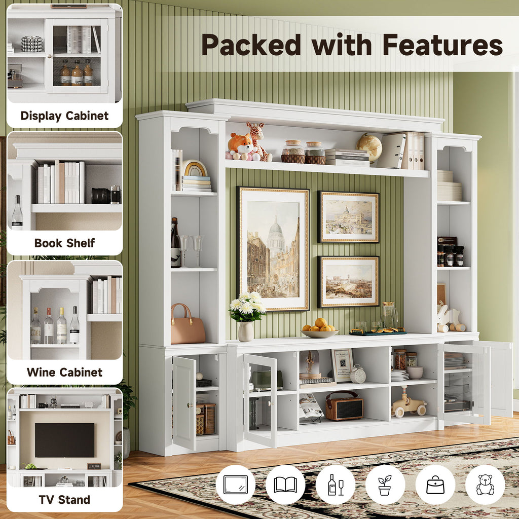 All-In-One TV Stand With Bookcase For TVs Up To 65"