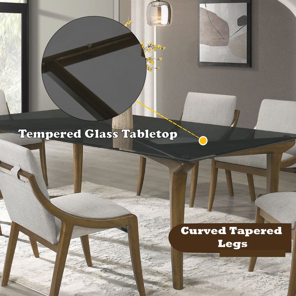 Danzel - Dining Table With Glass Top - Vintage Oak