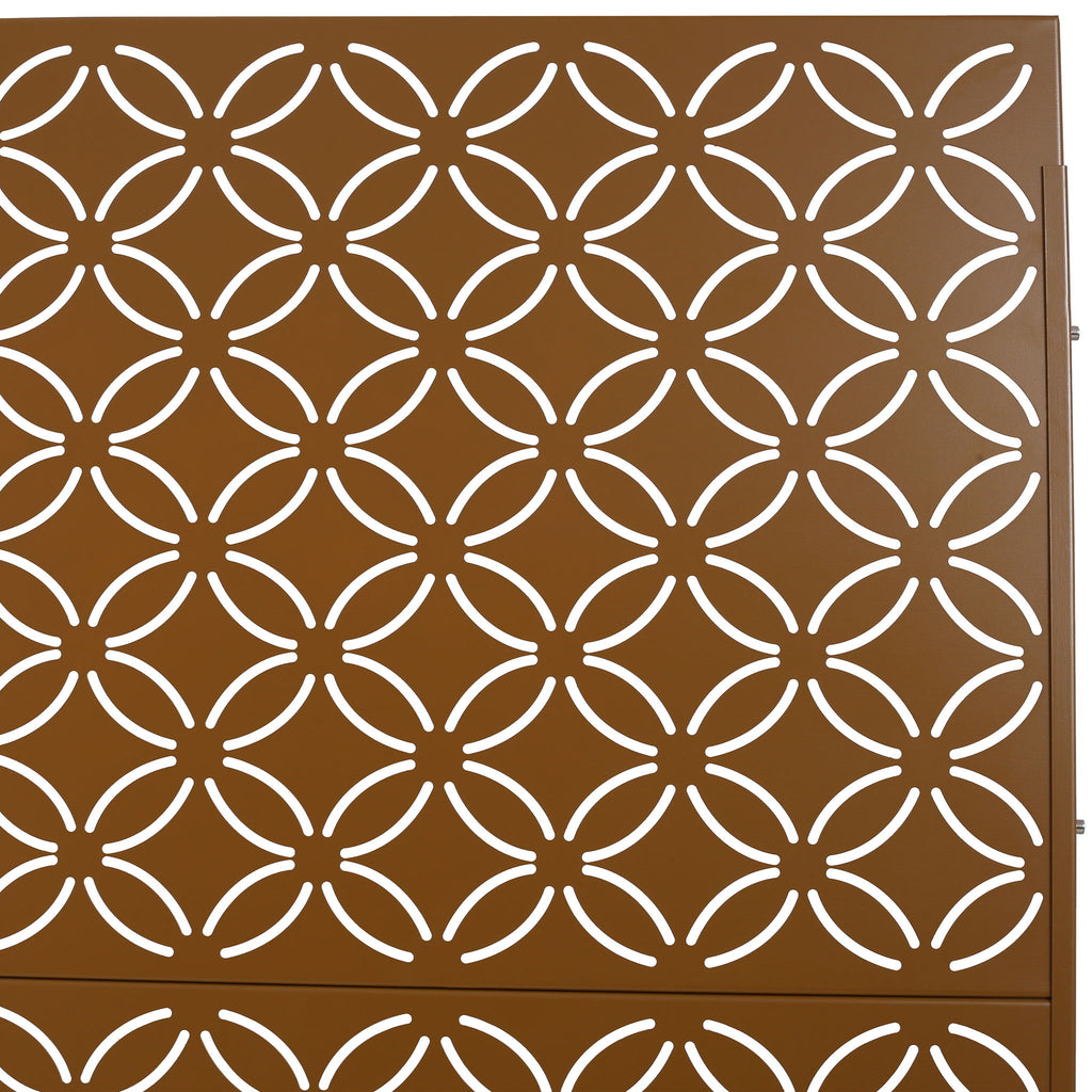 Freestanding Decorative Privacy Screen For Deck Balcony Patio, Metal Privacy - Brown