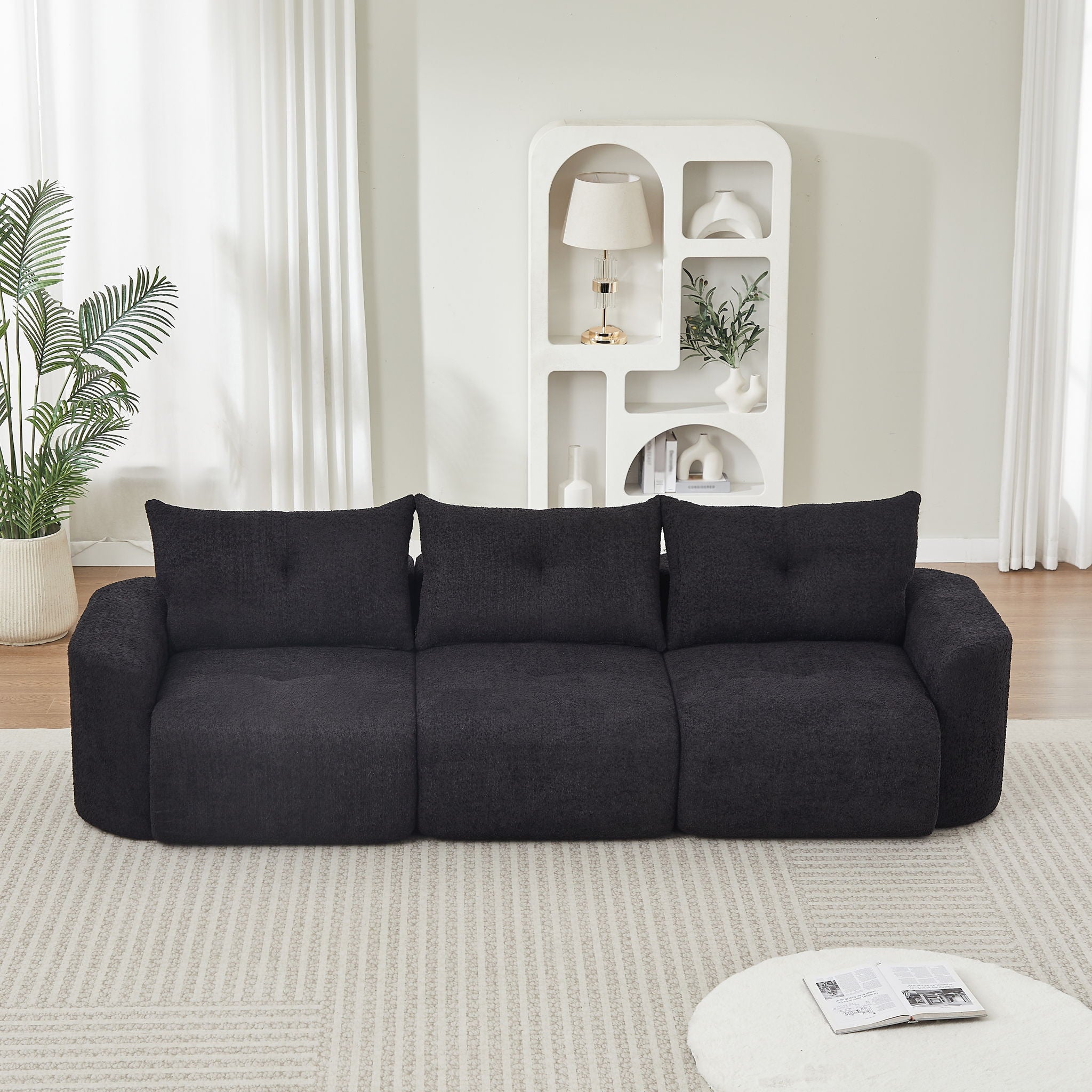 3 Seater With Thickened Armrests Sofa For Living Room