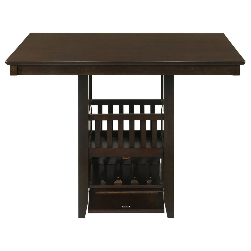 Finley - Square Counter Table With Storage Pedestal Dining Table - Espresso