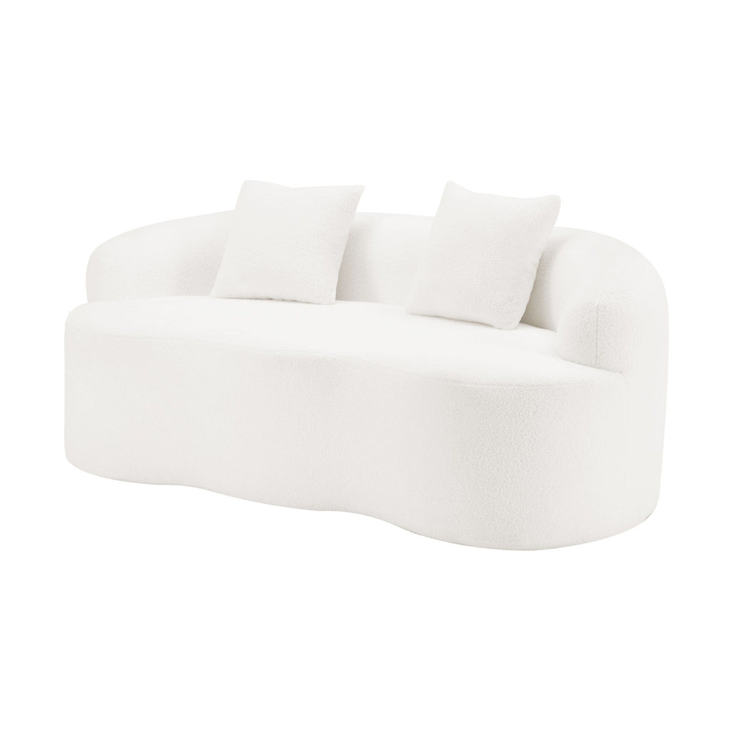 Curved Loveseat Sofa With Round Armrest