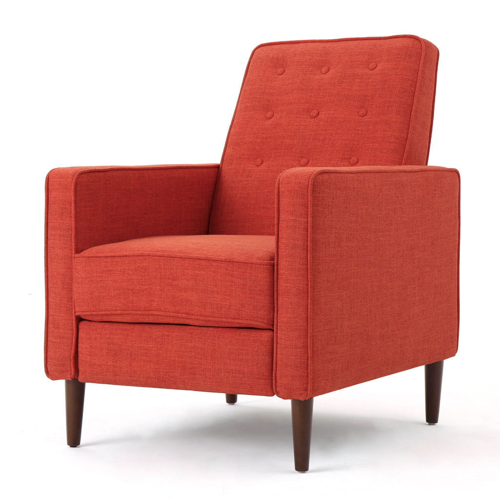 Mid-Century Modern Recliner With Button Tufted Waffle Stitch