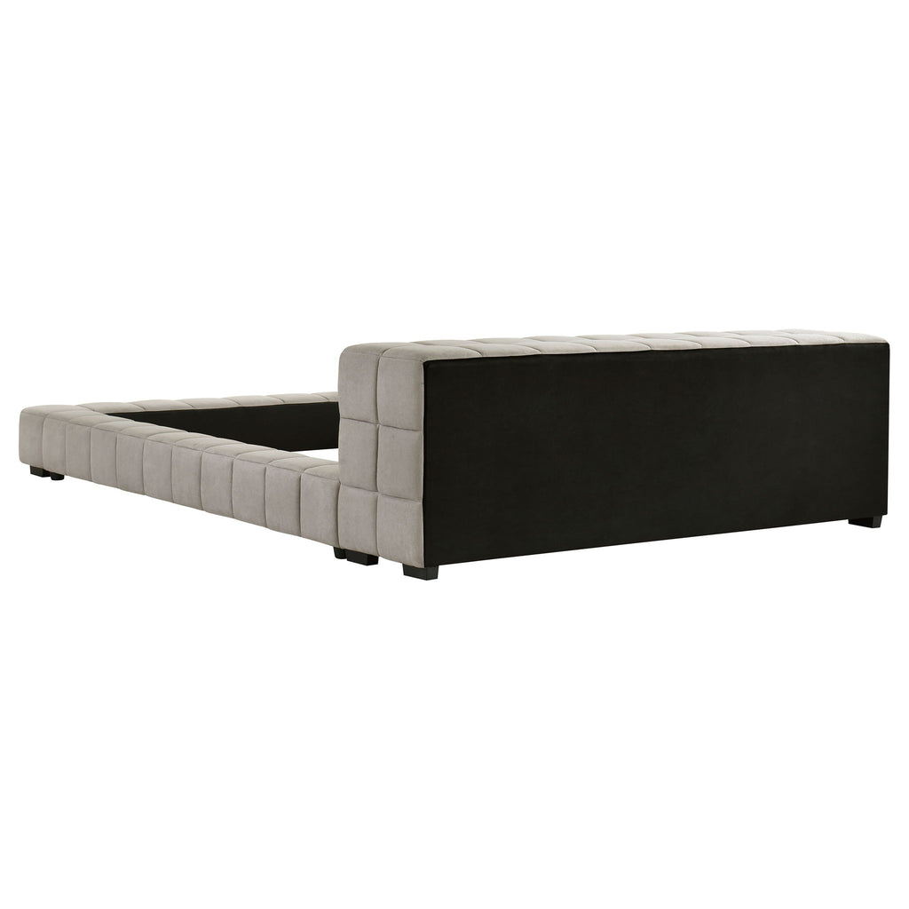 Kinsley - Upholstered Full Platform Bed With Low Profile And Tufted Headboard - Taupe
