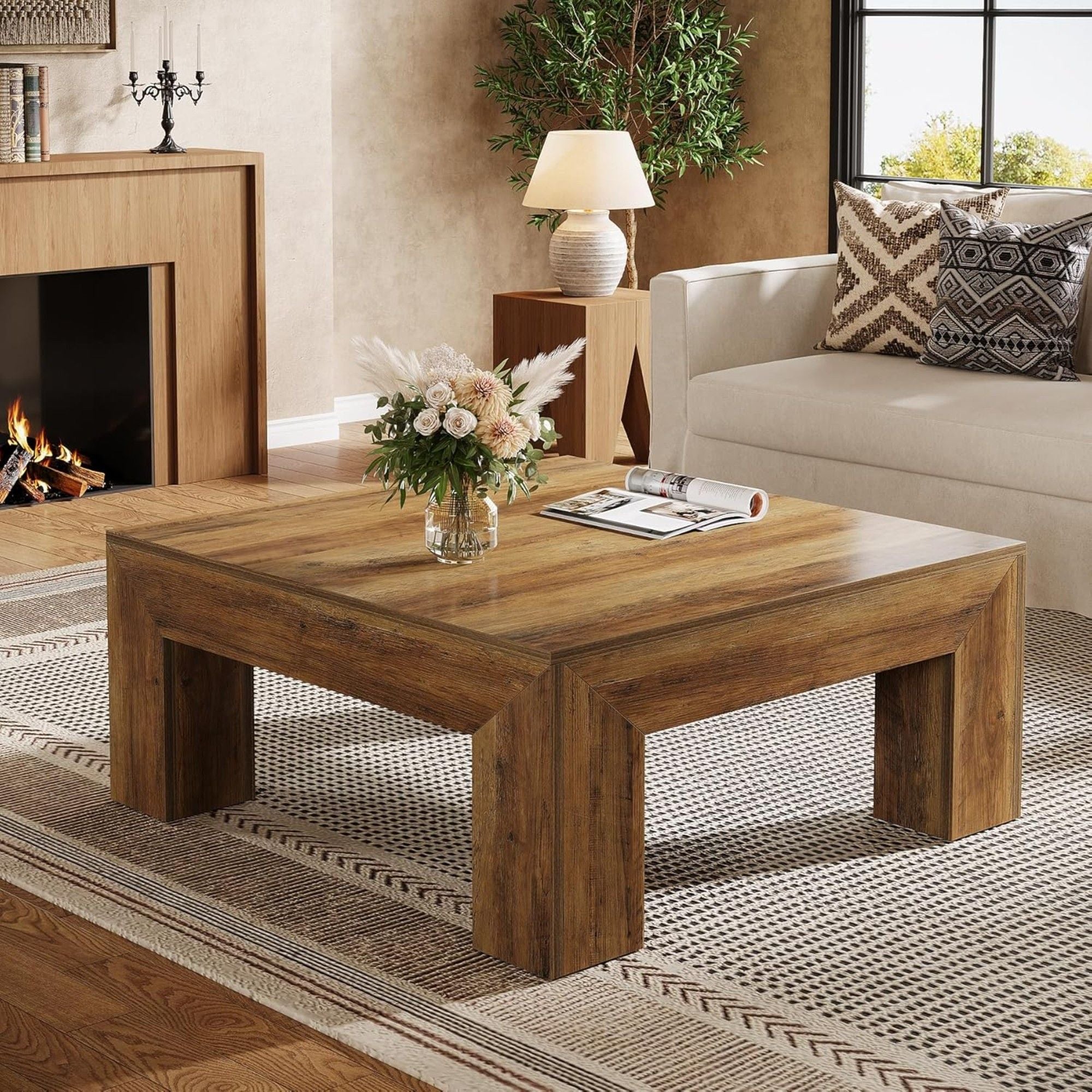 Square Coffee Table - Rustic Brown