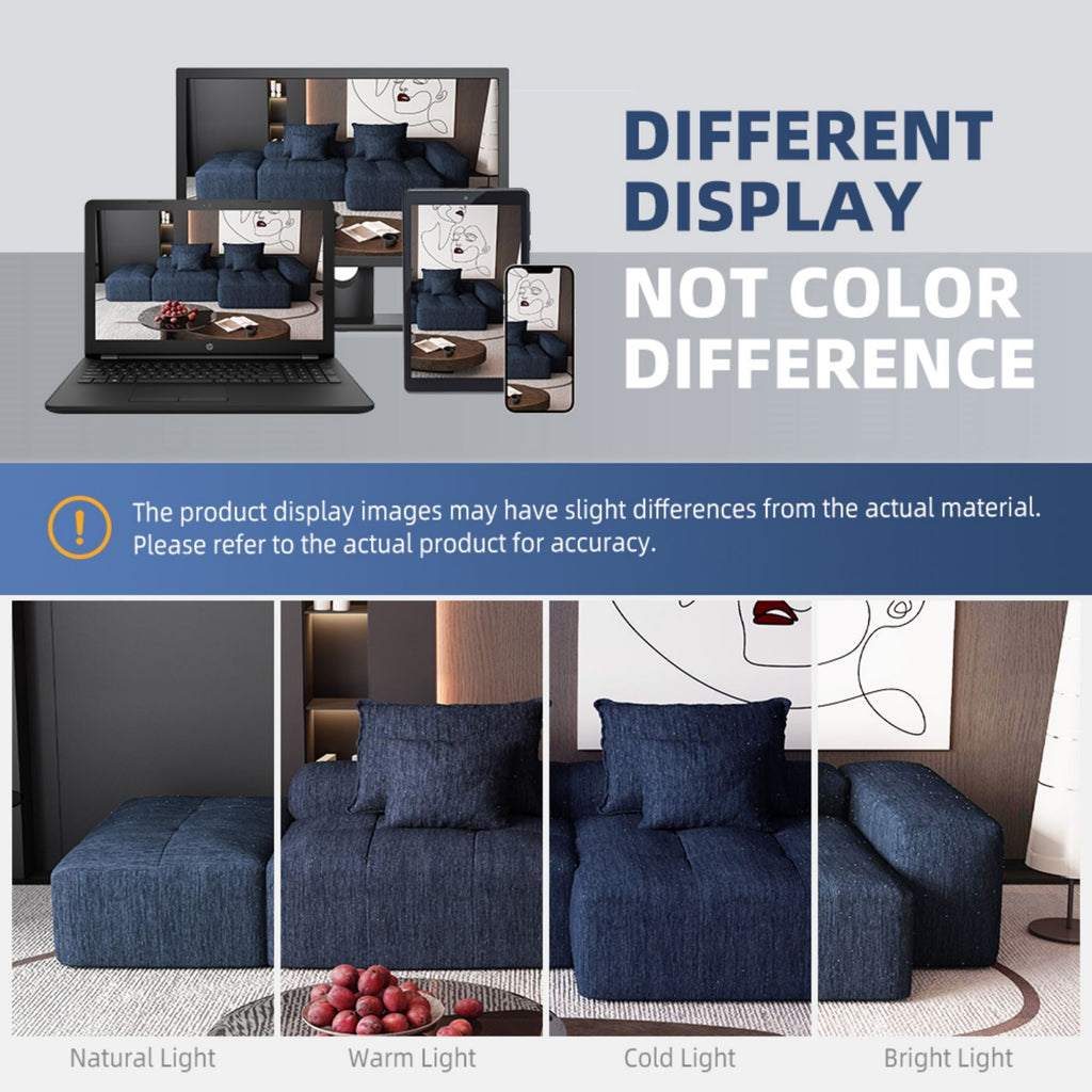 Modern Oversized Diy Combination Modular Sectional Sofa & Pillows