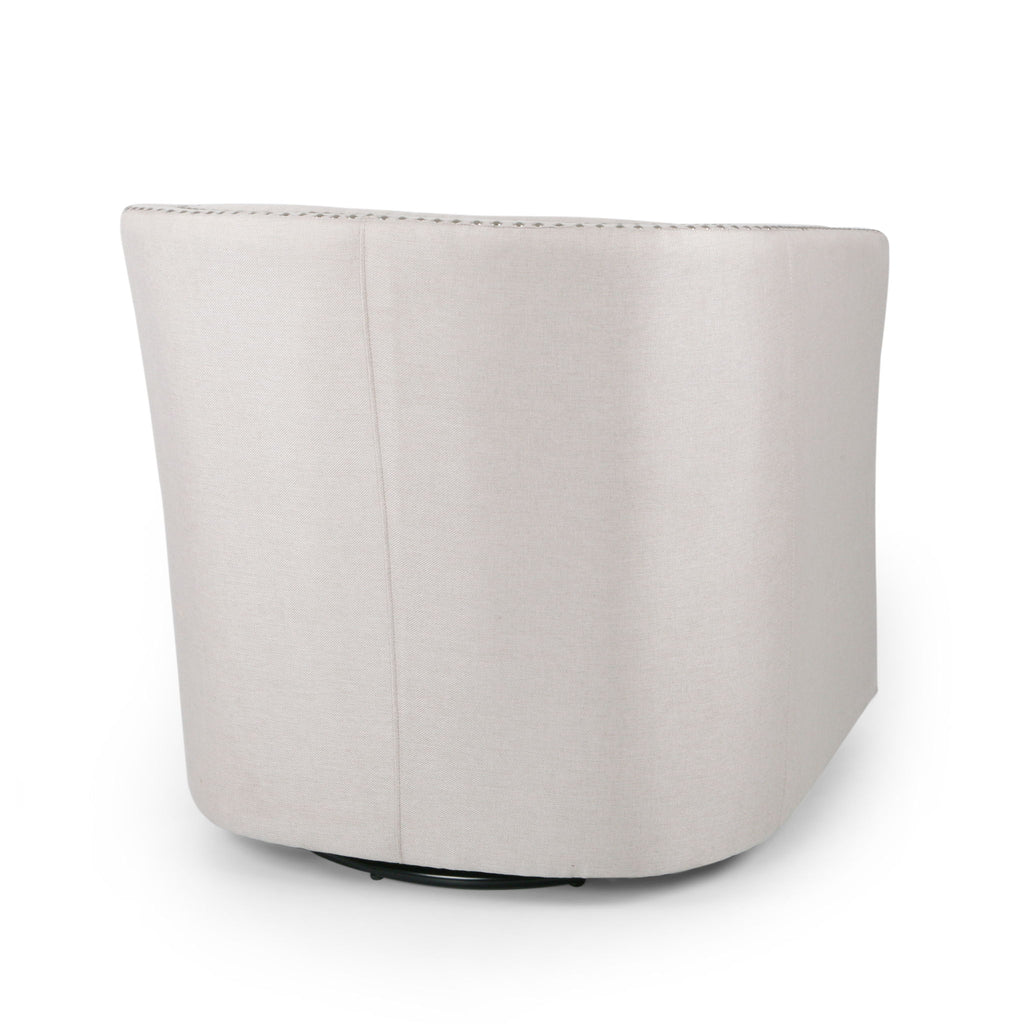 Modern Upholstered Swivel Club Chair With Nailhead Trim