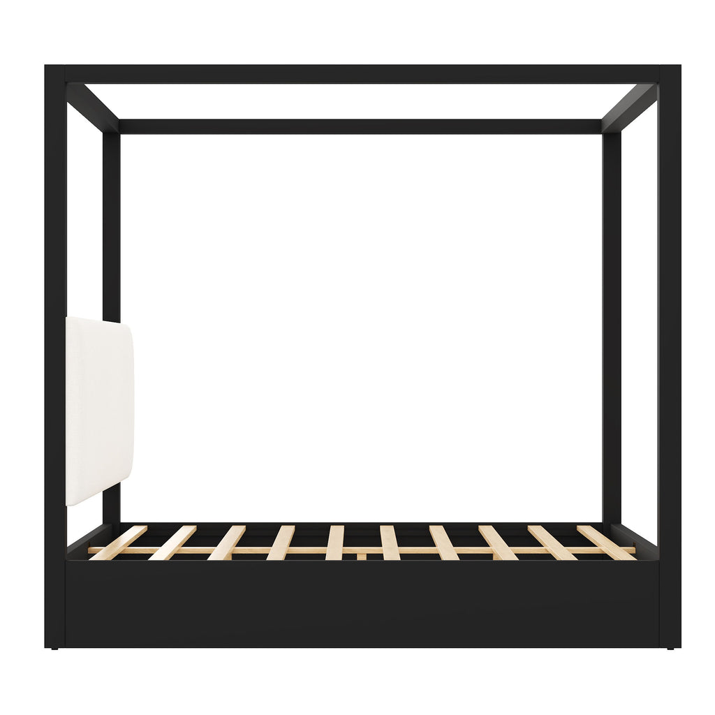 Canopy Platform Bed With Upholstered Headboard