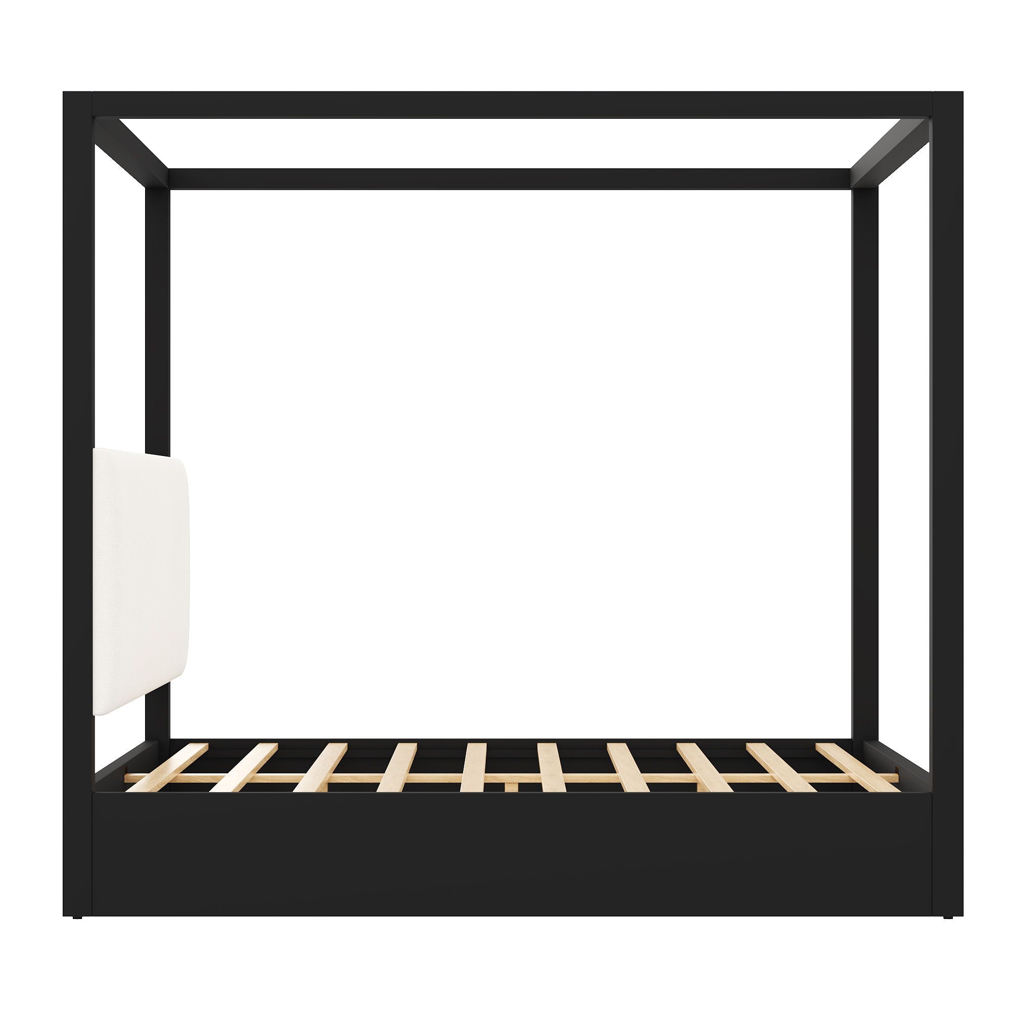 Canopy Platform Bed With Upholstered Headboard
