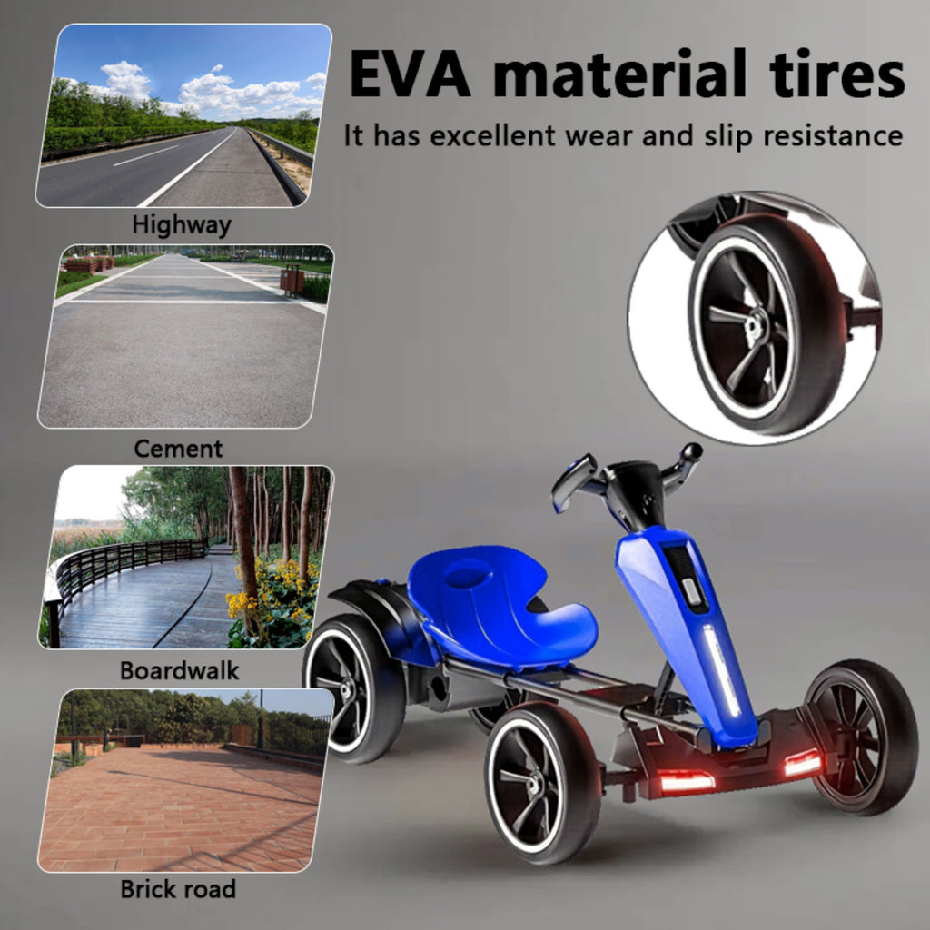 Electric Kids Pedal Go Kart With Adjustable Seat, Foldable Design
