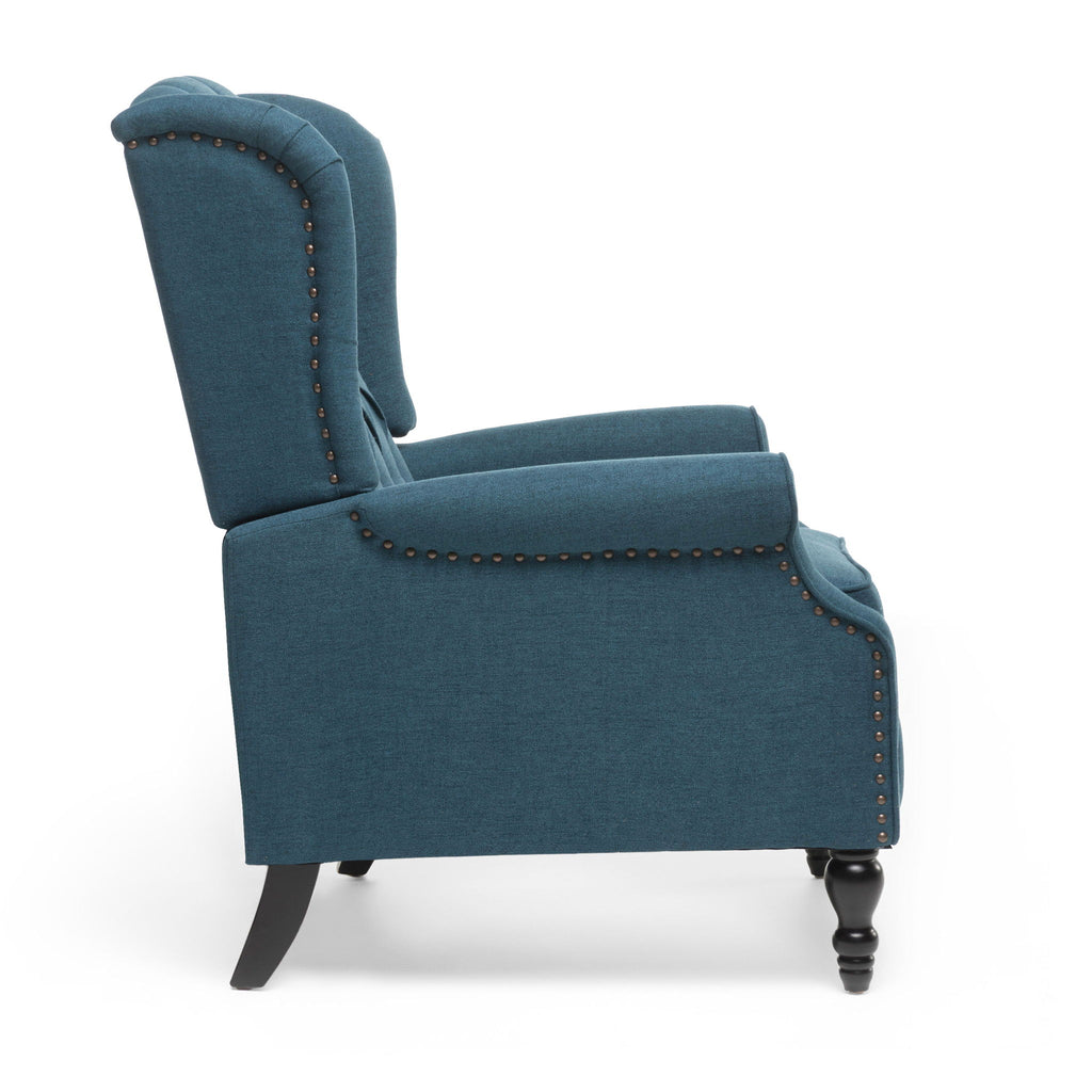 Armchair Recliner With Pushback Mechanism And Wingback Design