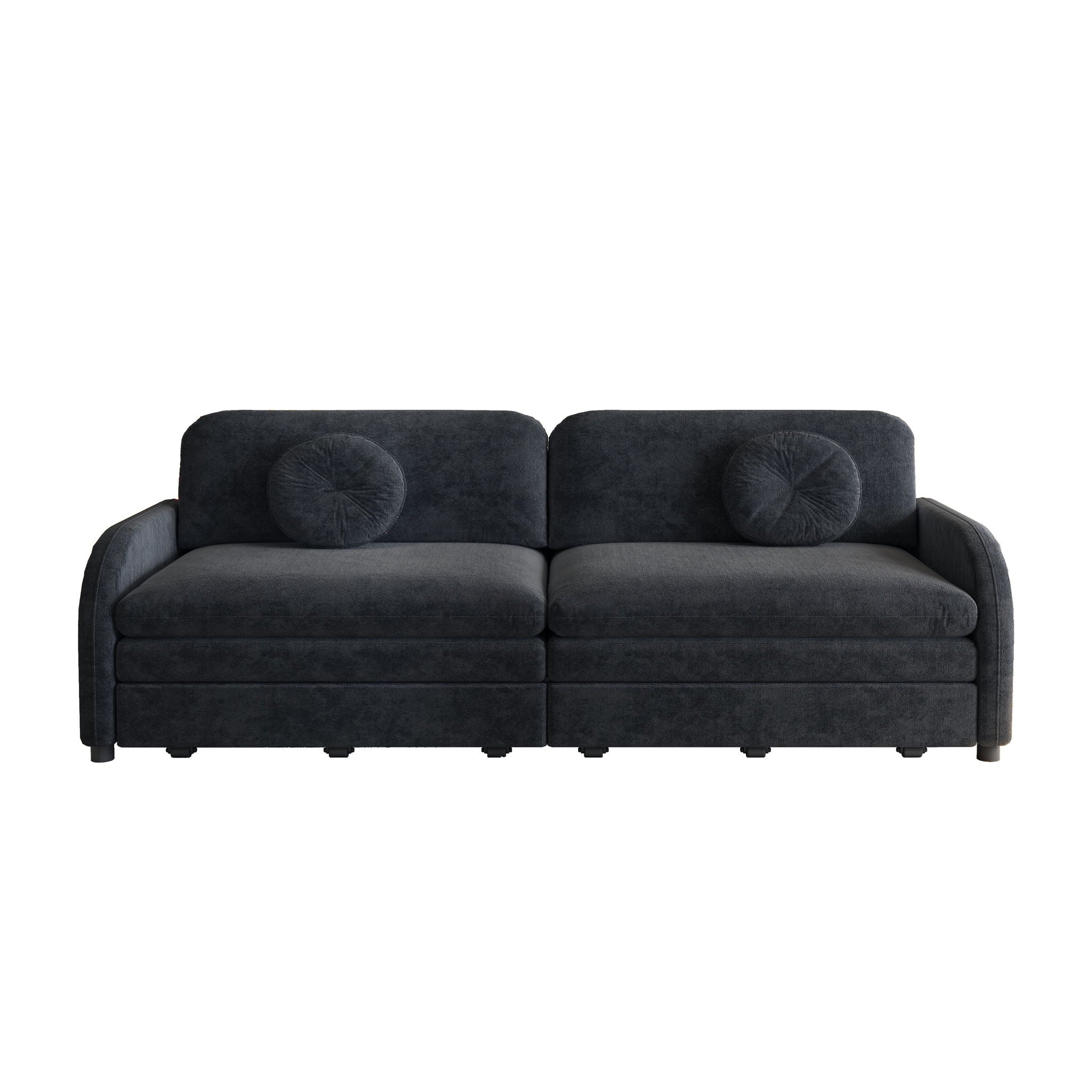 Upholstered Pull Out Couch With Side Pocket & USB Port