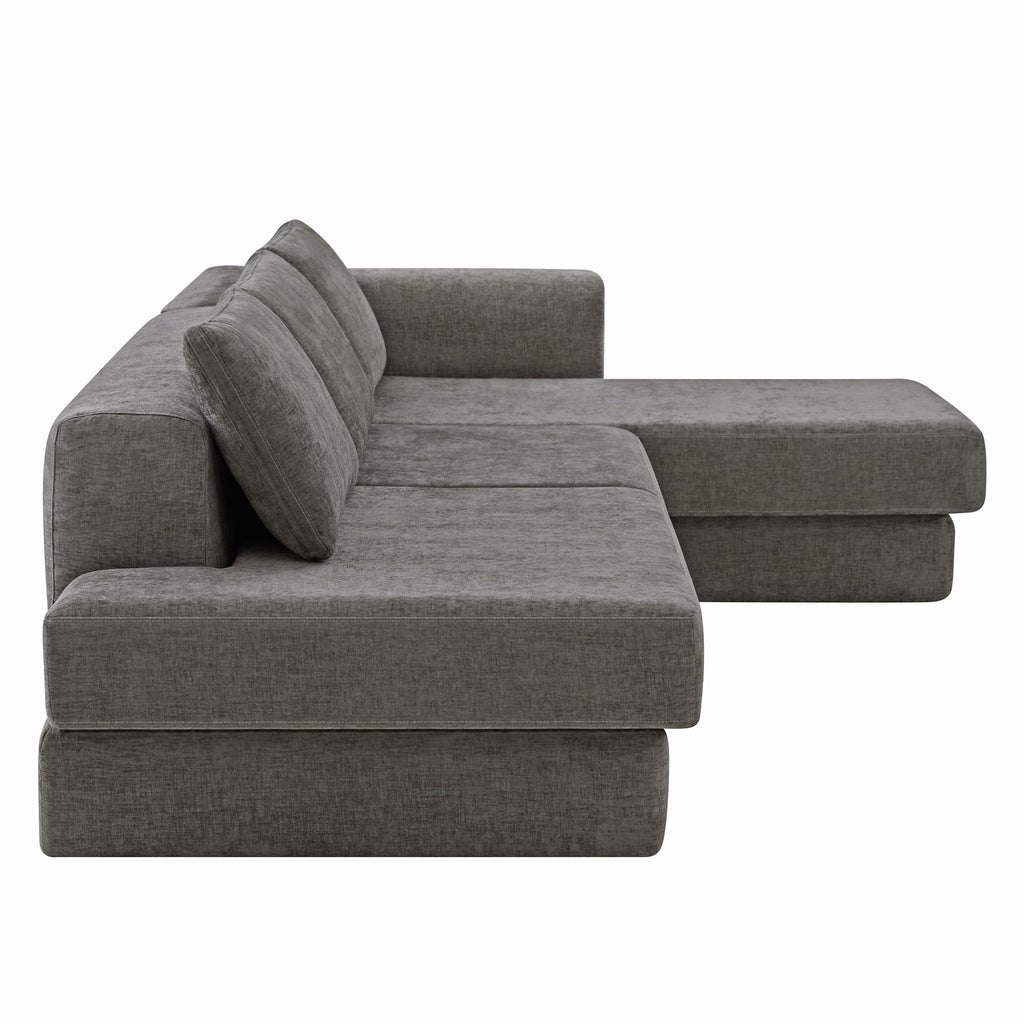 L-Shaped Modular Sofa With Double Layer Cushion