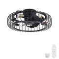 Flush Mount Ceiling Fan With Lights, Low Profile Fandelier With E12 Sockets, Reversible DC Motor, 6 Speeds - Black