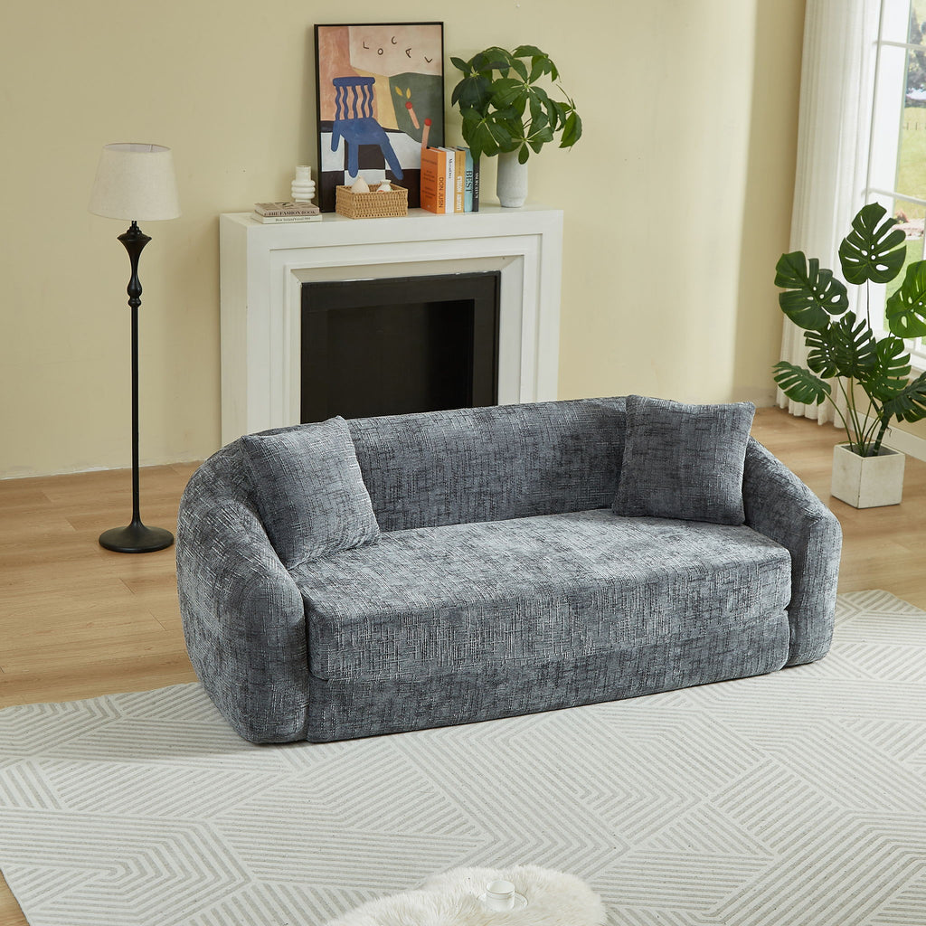 Curved Convertible Sofa, 2 In 1 Fold Out Bed With Pull Out Base And Deep Seat
