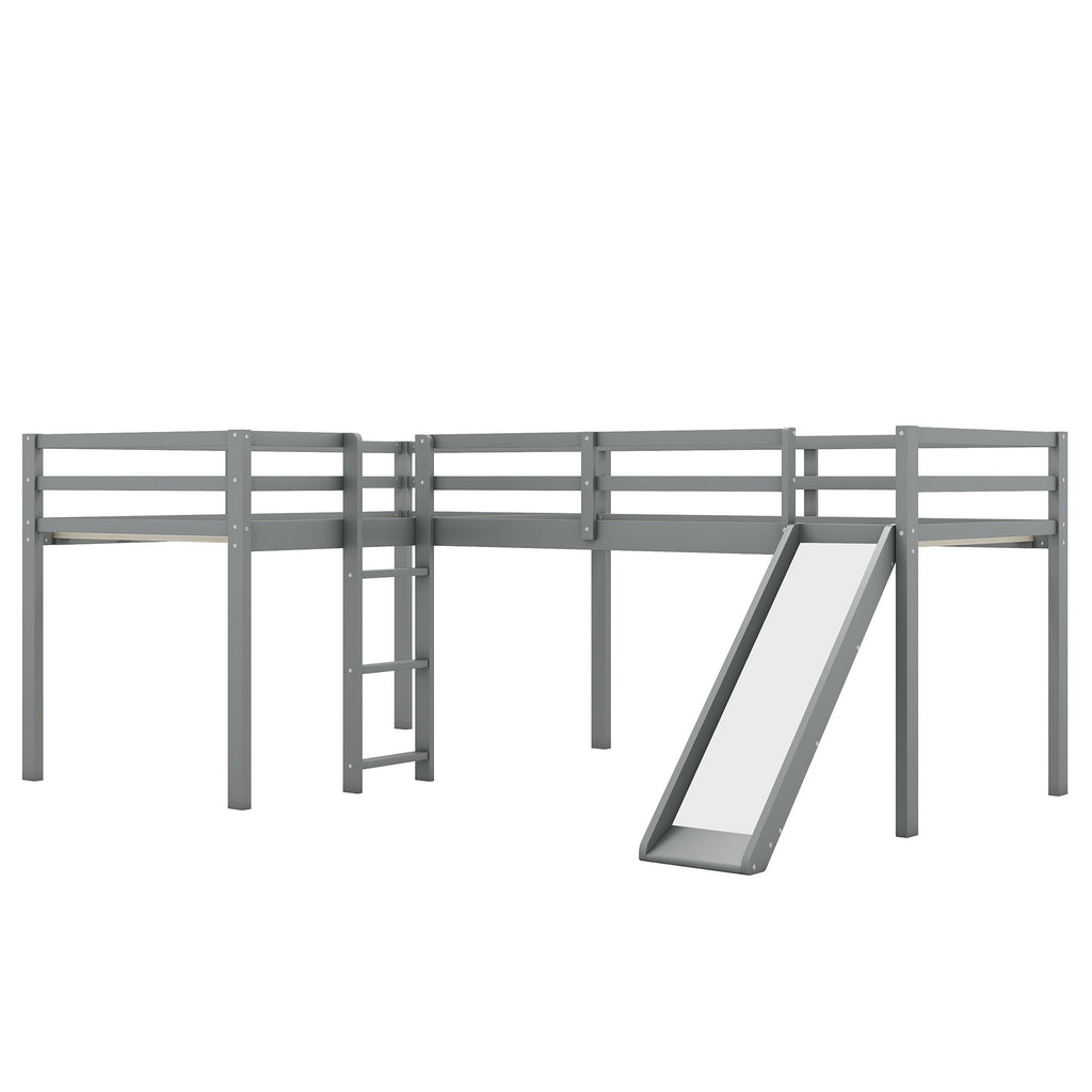 L Shaped Loft Bed With Ladder And Slide