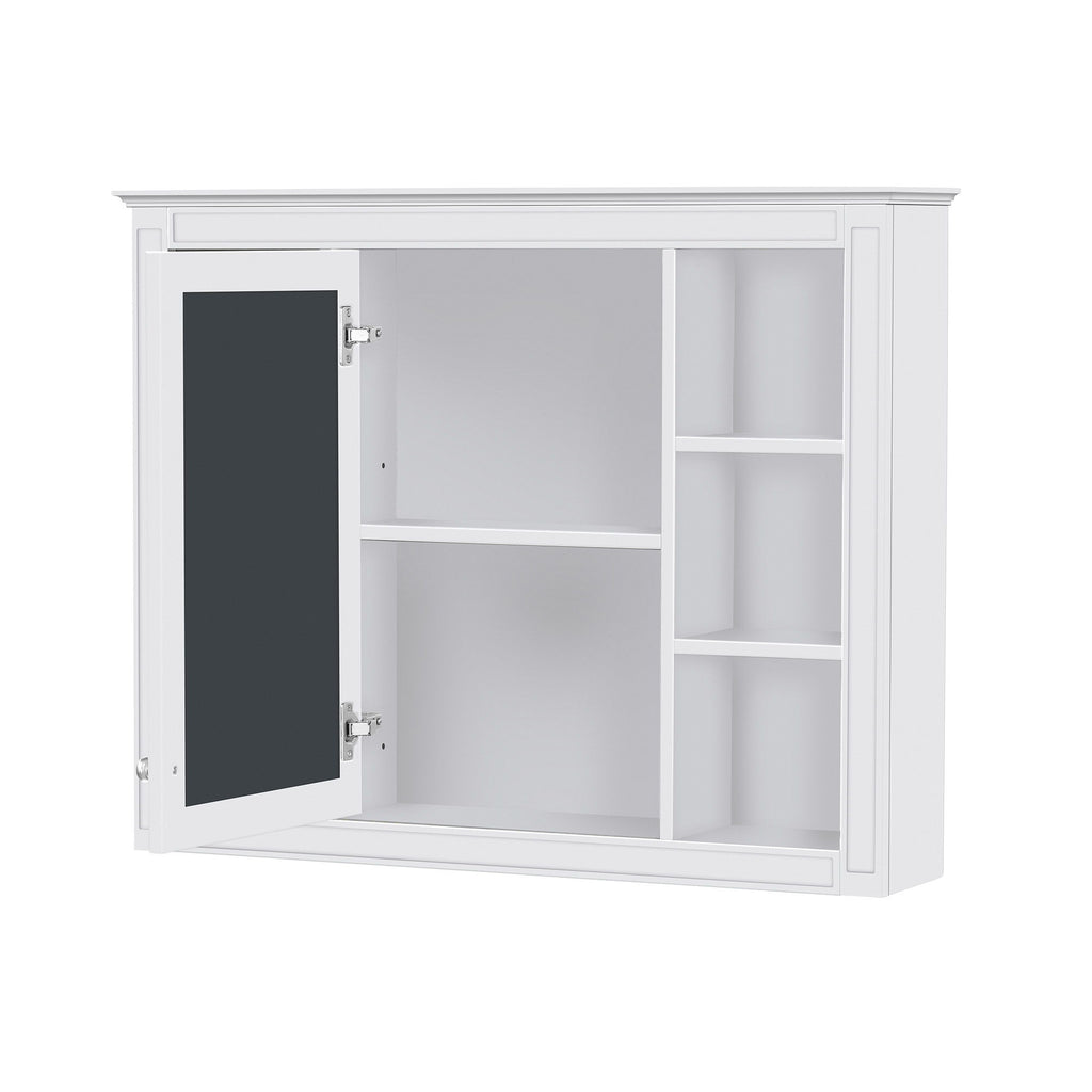 Bathroom Vanity With Mirror Cabinet, Single Sink With 2 Soft Closing Doors And 4 Drawers