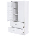 Tall Bathroom Storage Cabinet With 2 Doors And Drawers, Adjustable Shelf