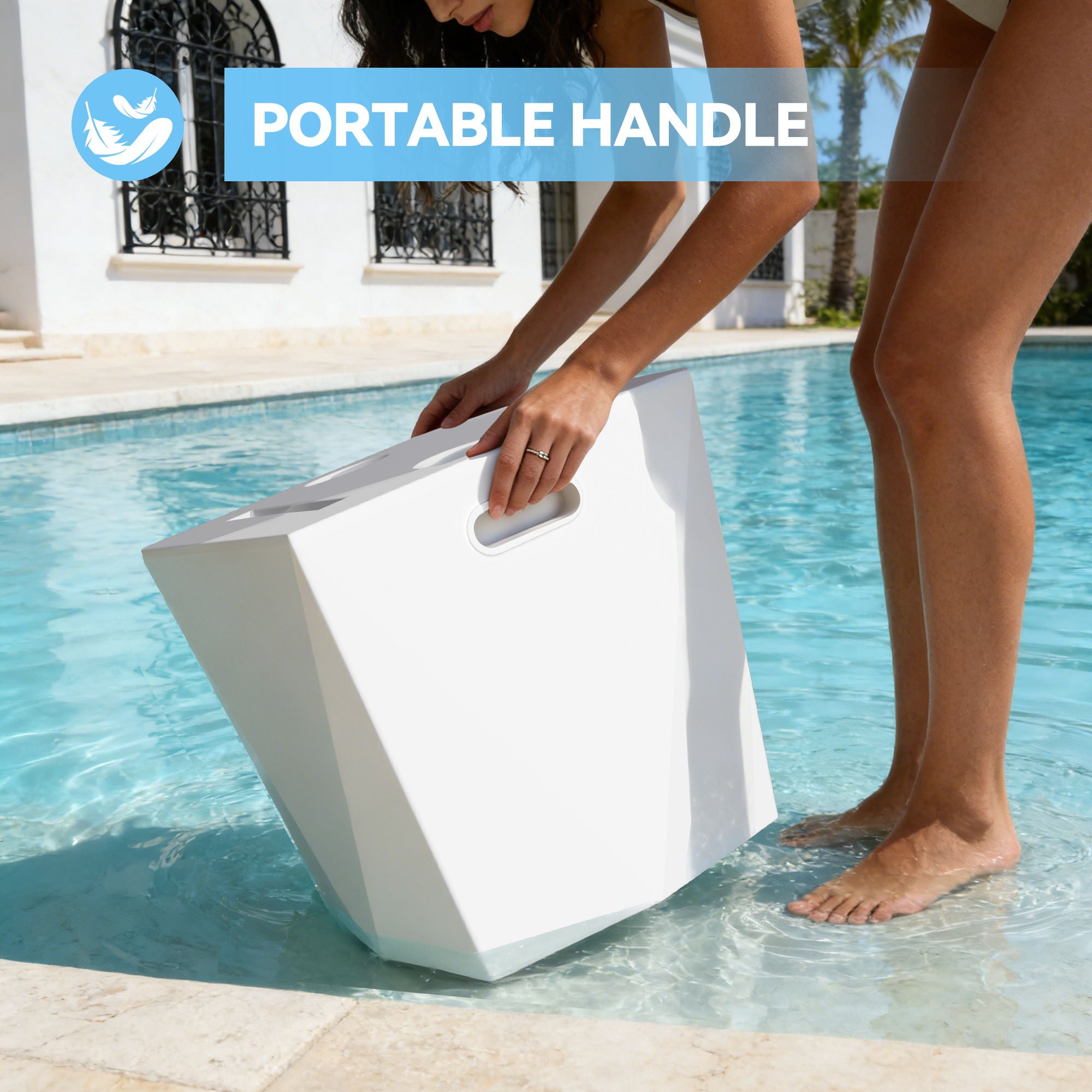 End Table With 2 Cup Holders And 1 Tablet Holder For Outdoor - White