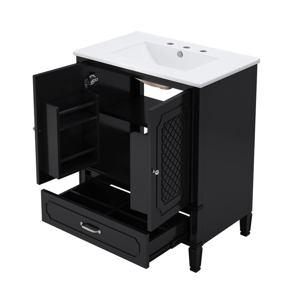 Vintage Style Bathroom Vanity With Sink, Multi Functional Storage, Soft-Closing Door
