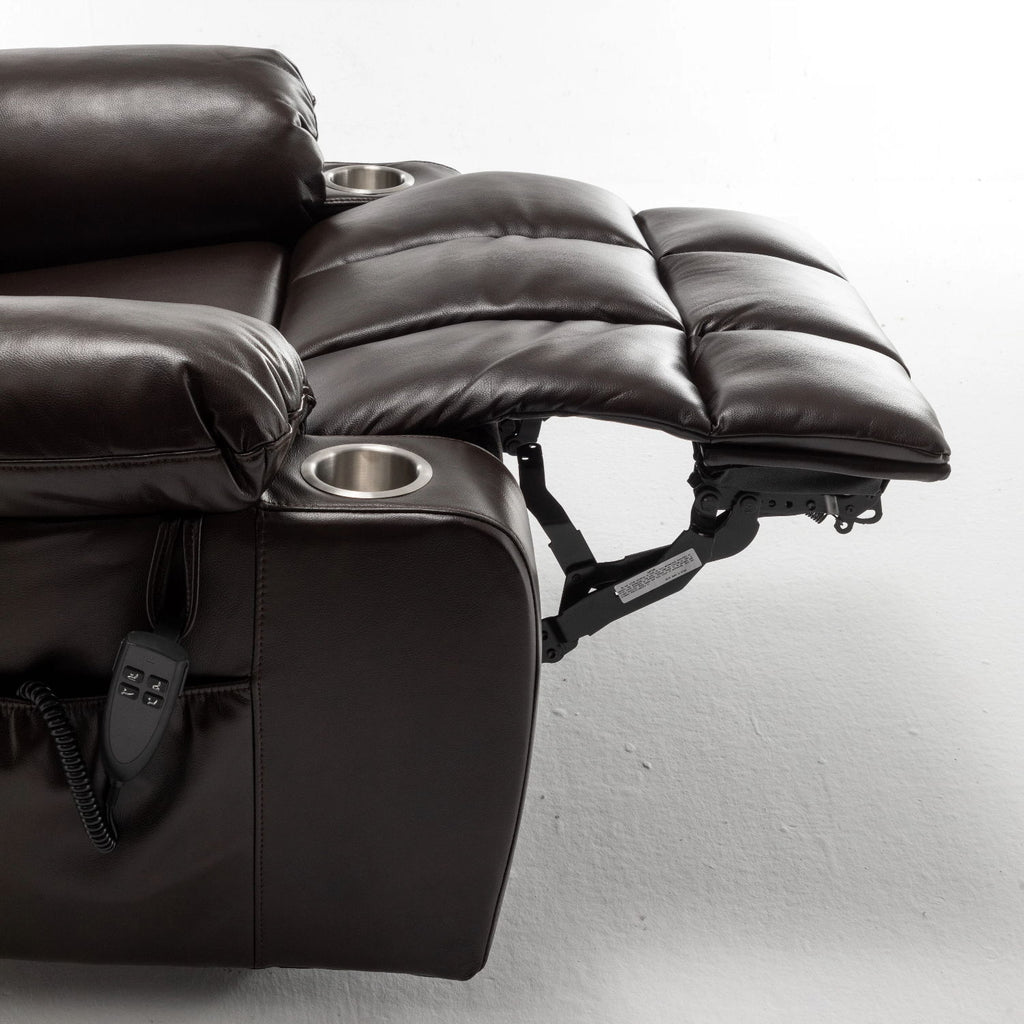 Lift Chair With Heat & Massage, 2 Pockets, 2 Cup Holders, Dual Remote - Wine Red