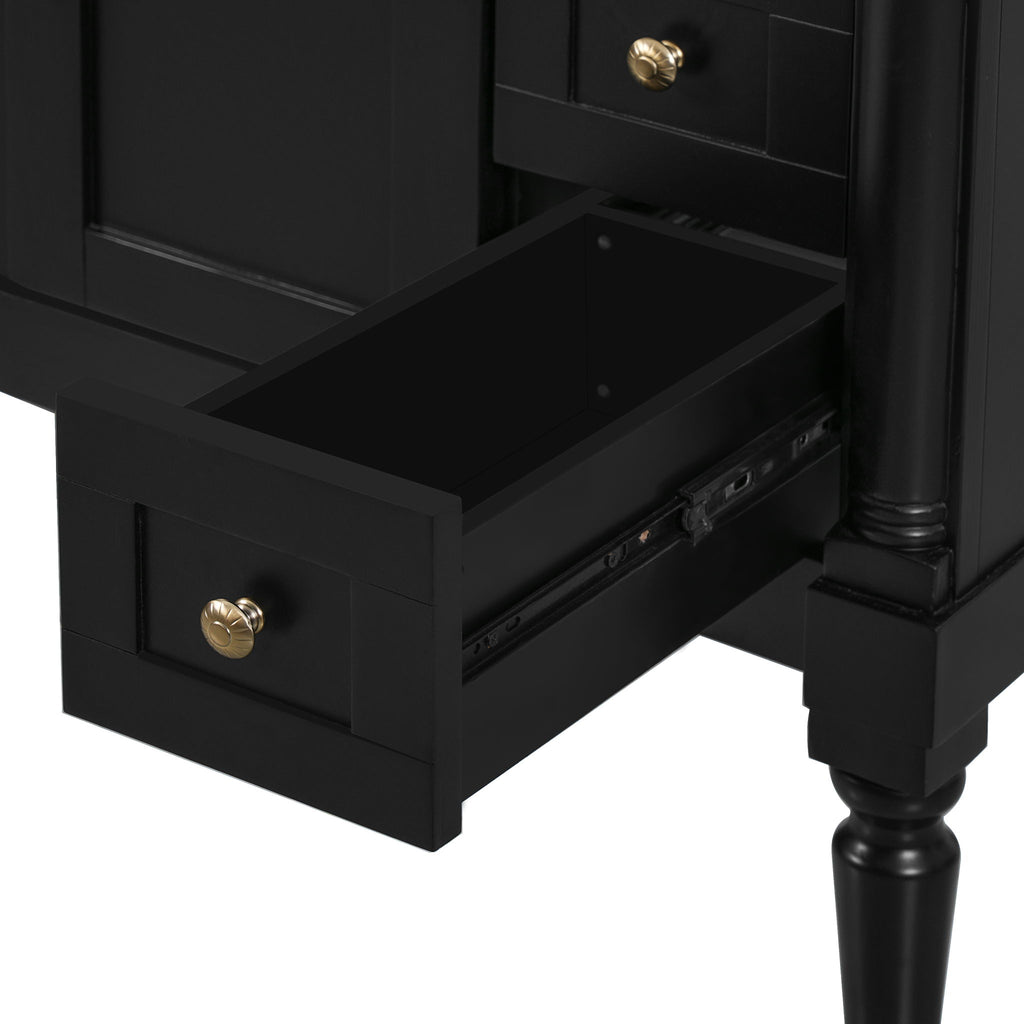 Bathroom Vanity With Ceramic Sink, 2 Doors 3 Drawers, Soft Close Design