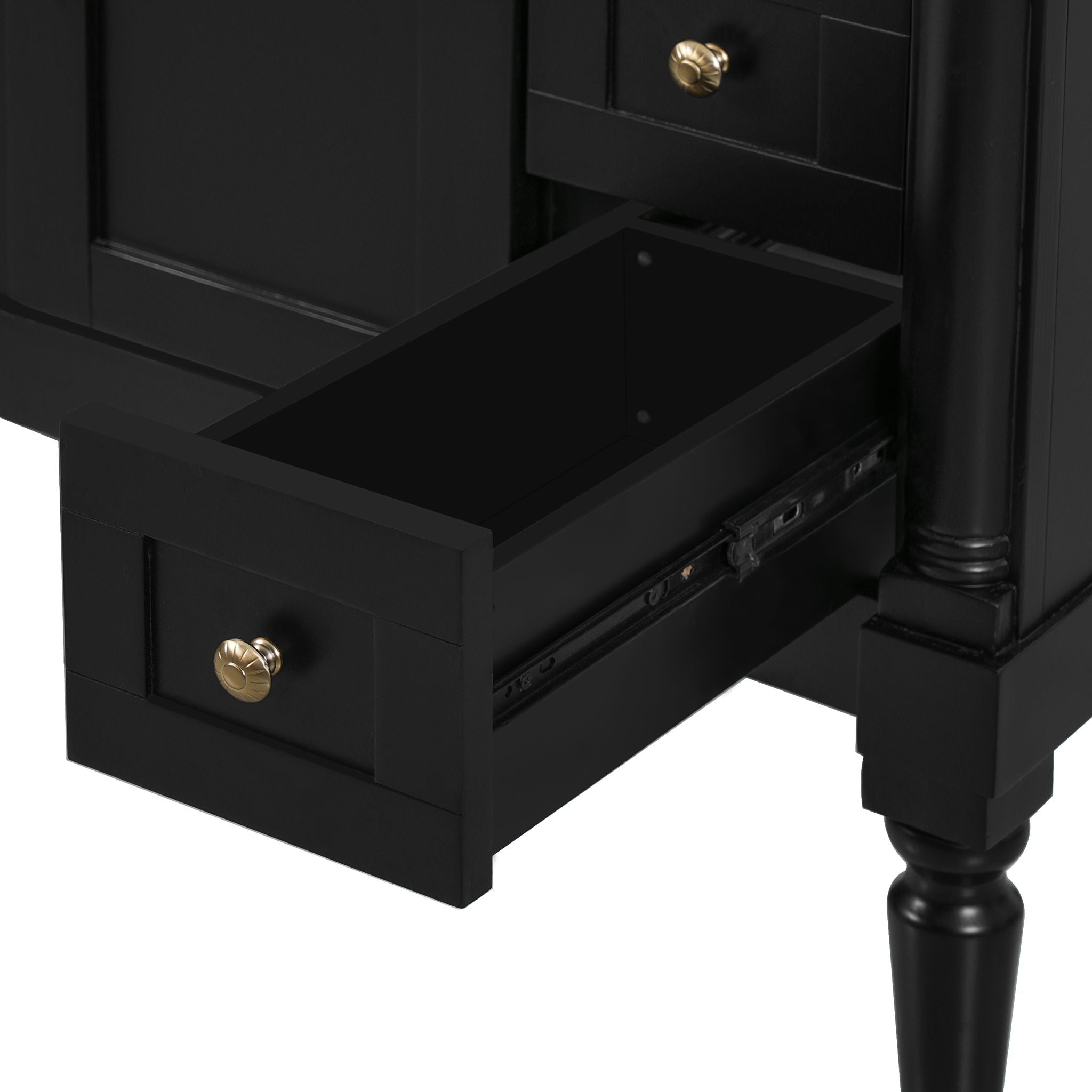 Bathroom Vanity With Ceramic Sink, 2 Doors 3 Drawers, Soft Close Design